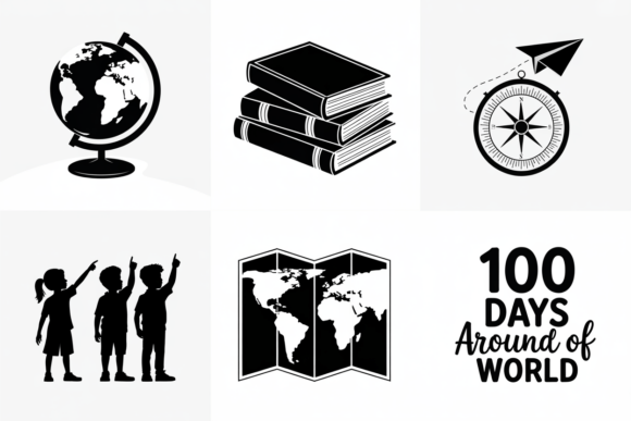 100 Days Around the World School Icons: Graphics for Crafts