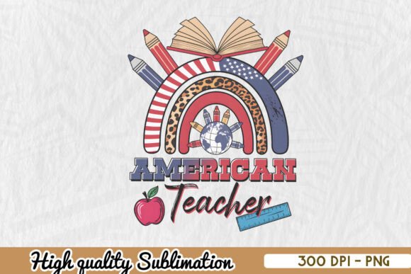 American Teacher Rainbow PNG: Graphics for Crafts