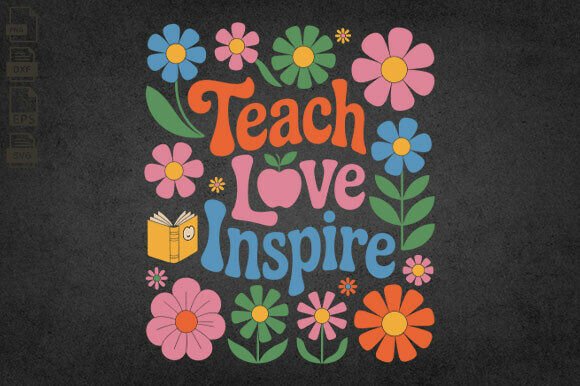 Boho Floral Teacher Graphics for Crafts