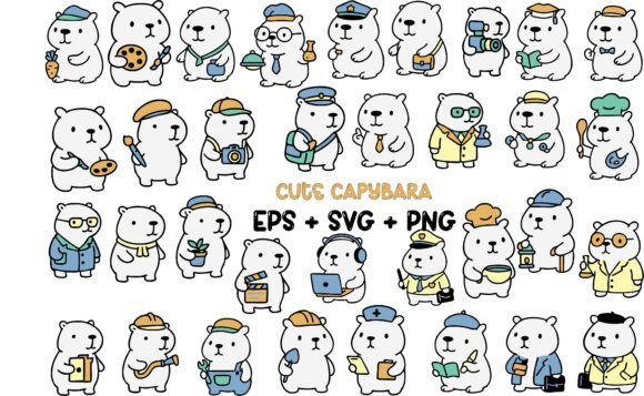 Cute Capybara Clipart for Stickers SVG: Graphics & Crafts