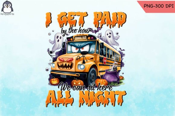 Halloween School Bus Spooky Driver PNG for Graphics & Crafts