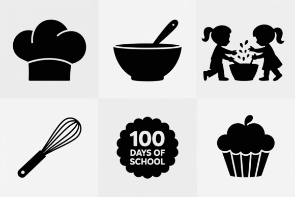 Kids Baking & School Icons for Crafts Graphics