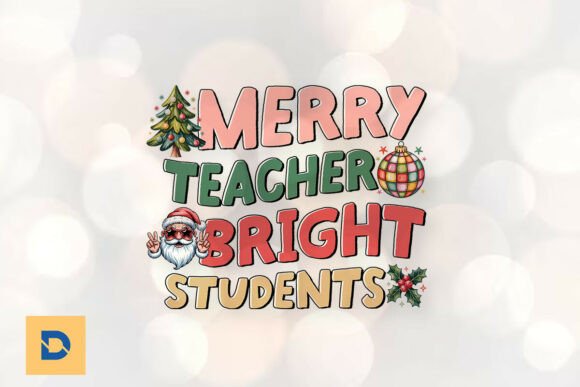 Merry Teacher Bright Students Xmas PNG for Crafts and Graphics
