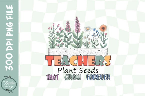 Retro Teacher Wildflower Floral PNG: Crafts & Graphics