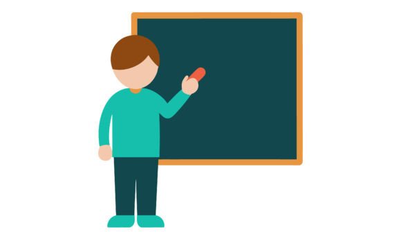 Reviewing Teacher Writing on Classroom Chalkboard for Stitchers