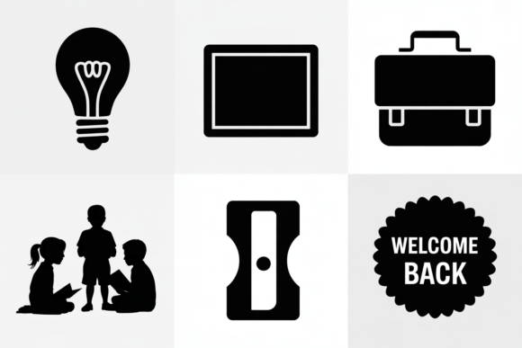 School Icons Vector Graphics for Crafts