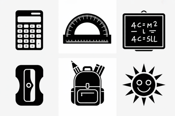 School Supplies Icons: Graphics for Crafts