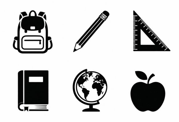 School Supplies Icons: Vector Graphics for Crafts