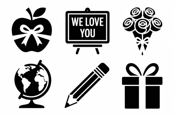 Teacher Appreciation Icons Bundle: Graphics for Crafts