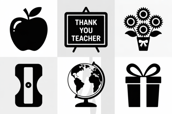 Teacher Appreciation Icons Set: Graphics for Crafts