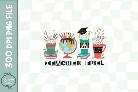 Teacher Fuel Christmas Coffee PNG: Graphics for Crafts