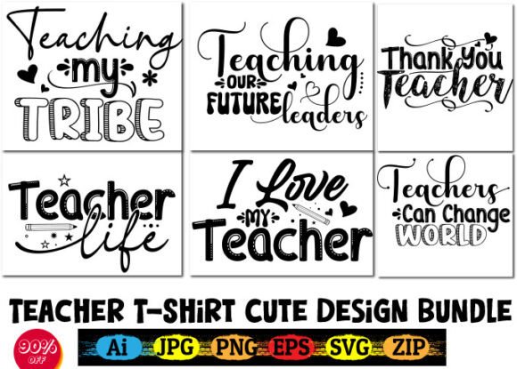 Teacher T-Shirt Cute Design Bundle: Graphics for Crafts