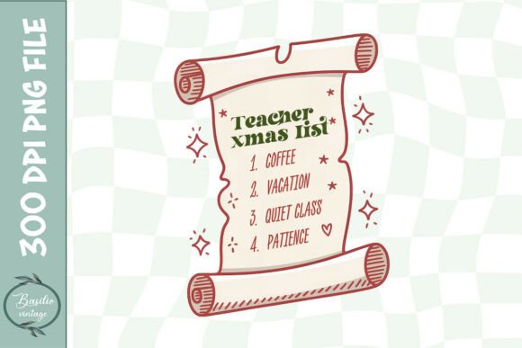 Teacher’s Holiday Wishlist PNG: Graphics for Crafts